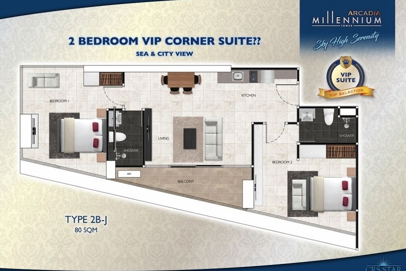 Arcadia Millennium Tower | 2 bedroom | 30th floor